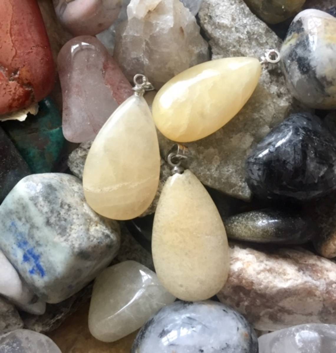 Aventurin Gul Flat Dråpe Anheng