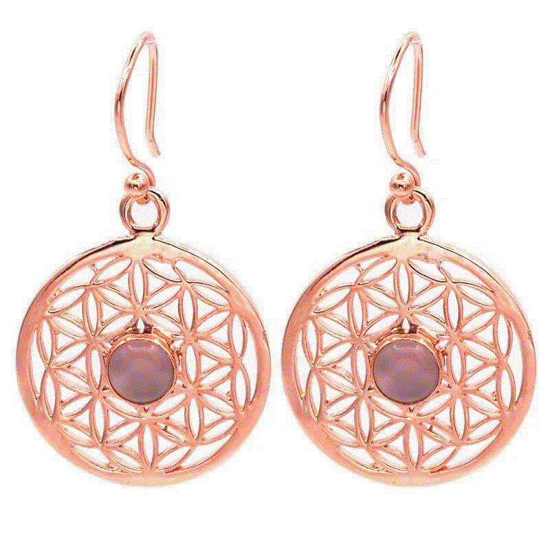 Øredobber Rosenkvarts Flower of Life