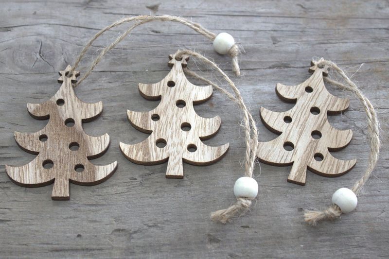 Juledekorasjon Juletre Wood 3-pack