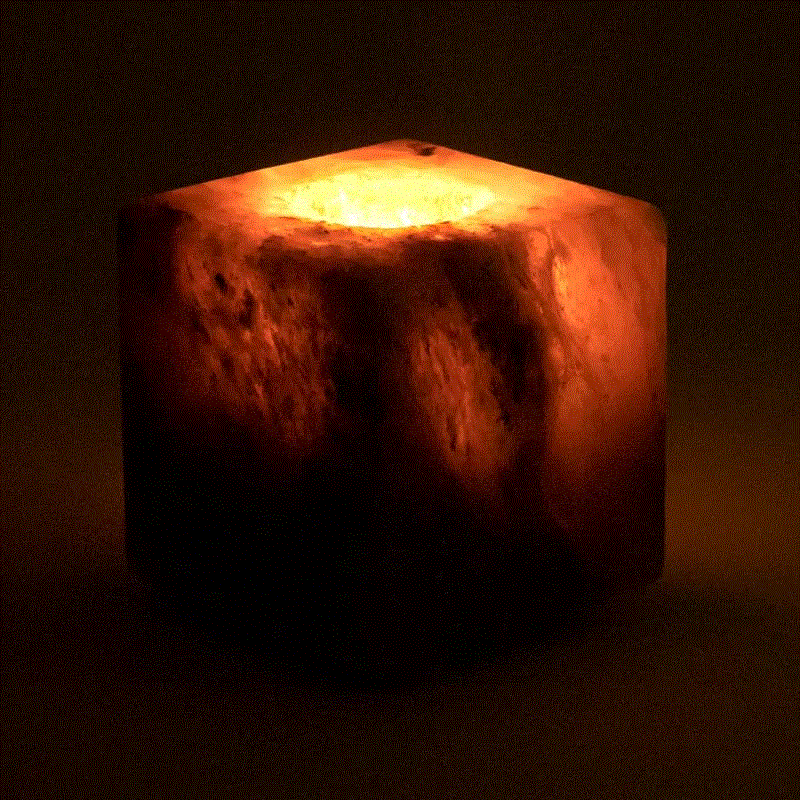 Himalaya Saltkrystall Telysholder KVADRAT GRÅ