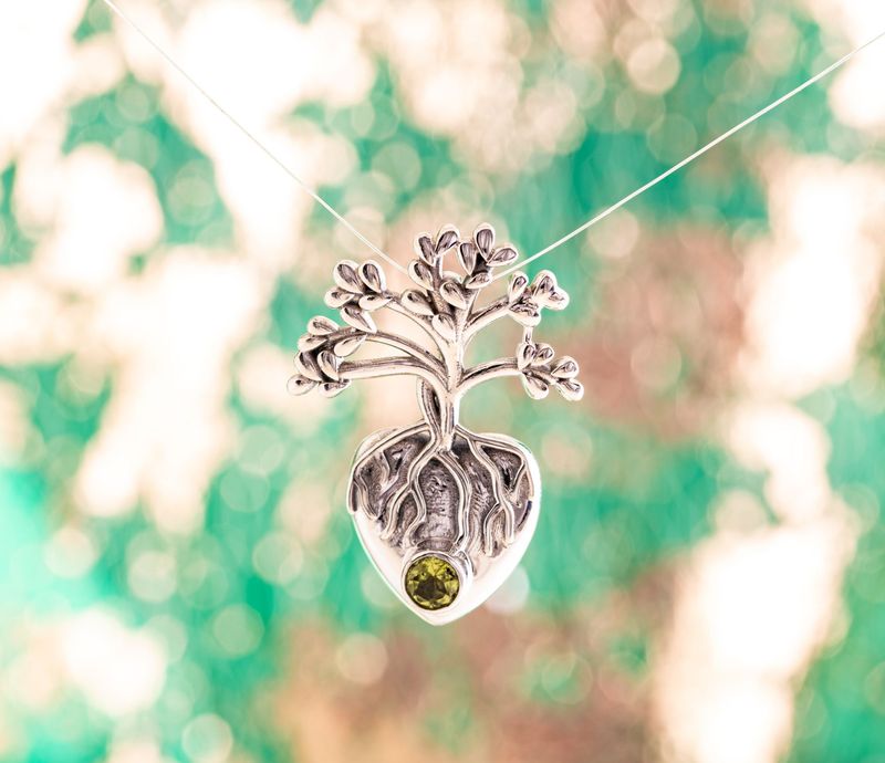 Peridott Anheng 925 Sterling Silver - Yggdrasil