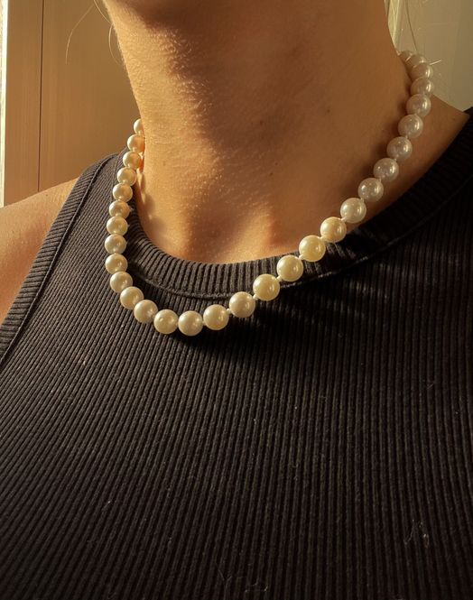 Hovedbilde Kjede 45cm Perle Hvit 8mm