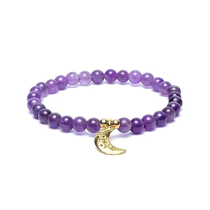 Armbånd 6mm Ametyst Måne Sjarmer