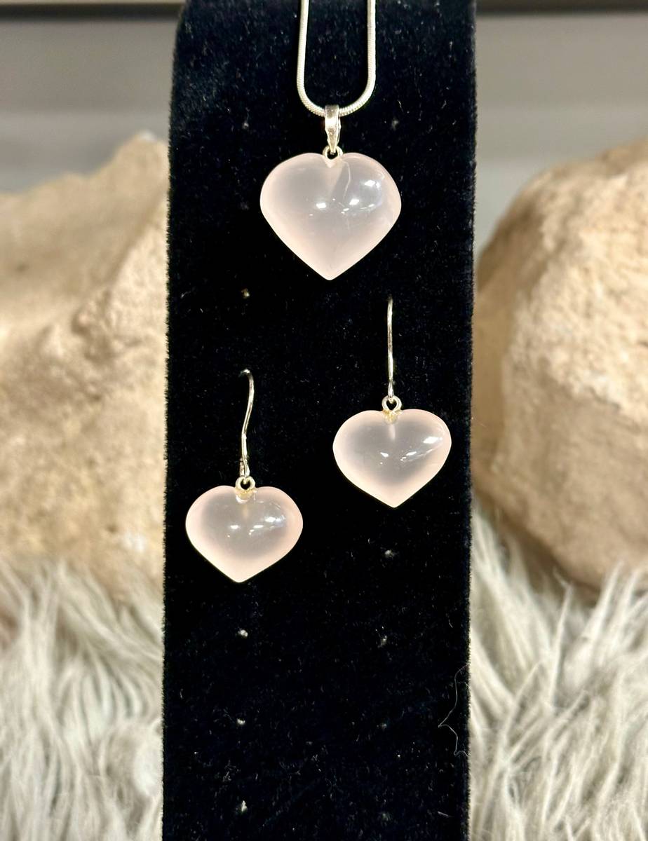 Rosenkvarts Smykkesett 925 Sterling Silver