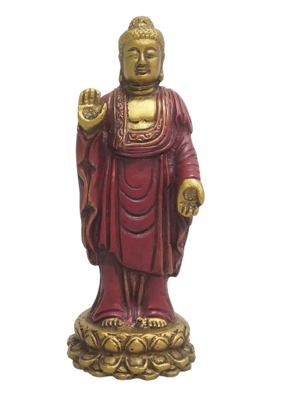 Stående Buddha Gullrød 10cm